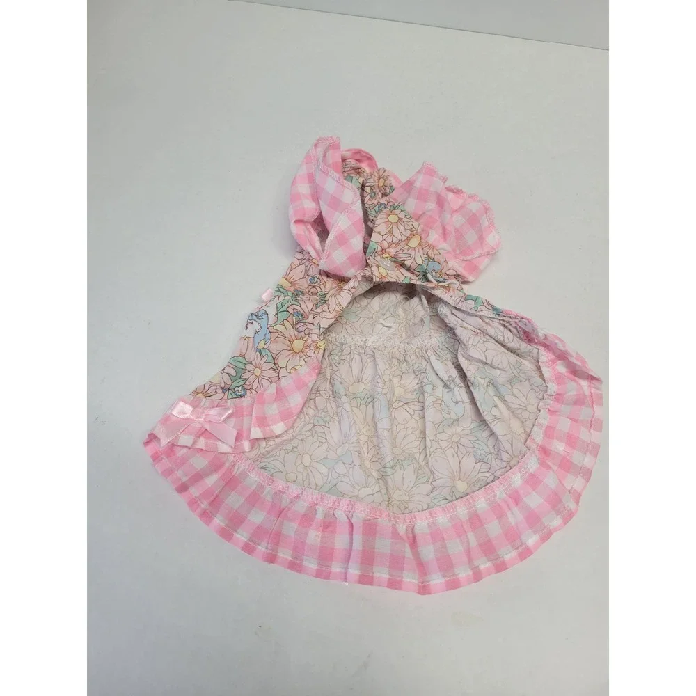 Pink Floral Peter Rabbit‎ Gingham Pet Dress with Bows and Ruffles Size S